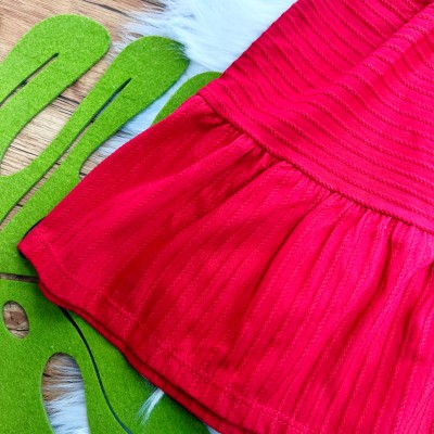 Vestido com Manga Flare e Babadinho - Vermelho
